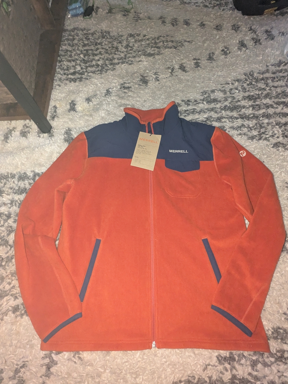 Merrell Orange and Navy Zip Front Lightweight Jacket